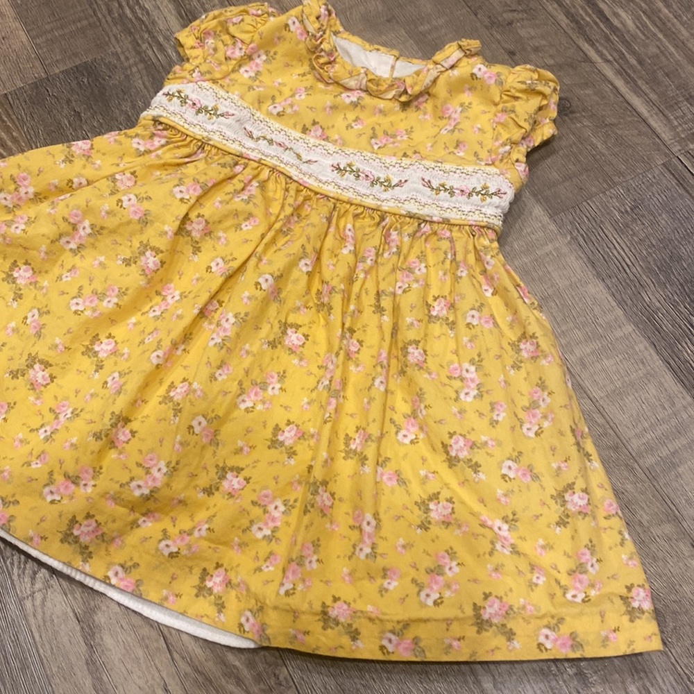 Bonnie Jean Iris & Ivy Yellow and Pink Smocked Baby Girls’ Dress